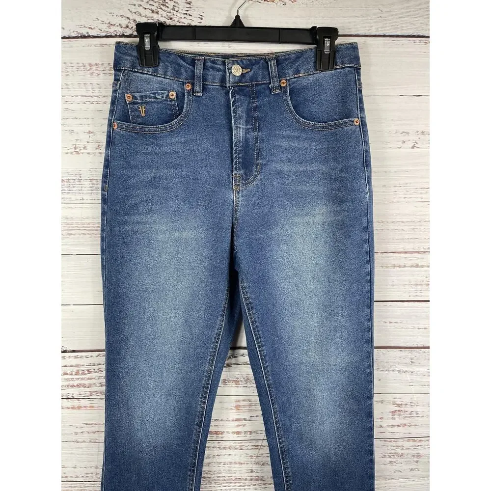 Frye Jeans Womens 4/27 Blue High Rise Slim Straight Stretch Denim Pants - Picture 2 of 12